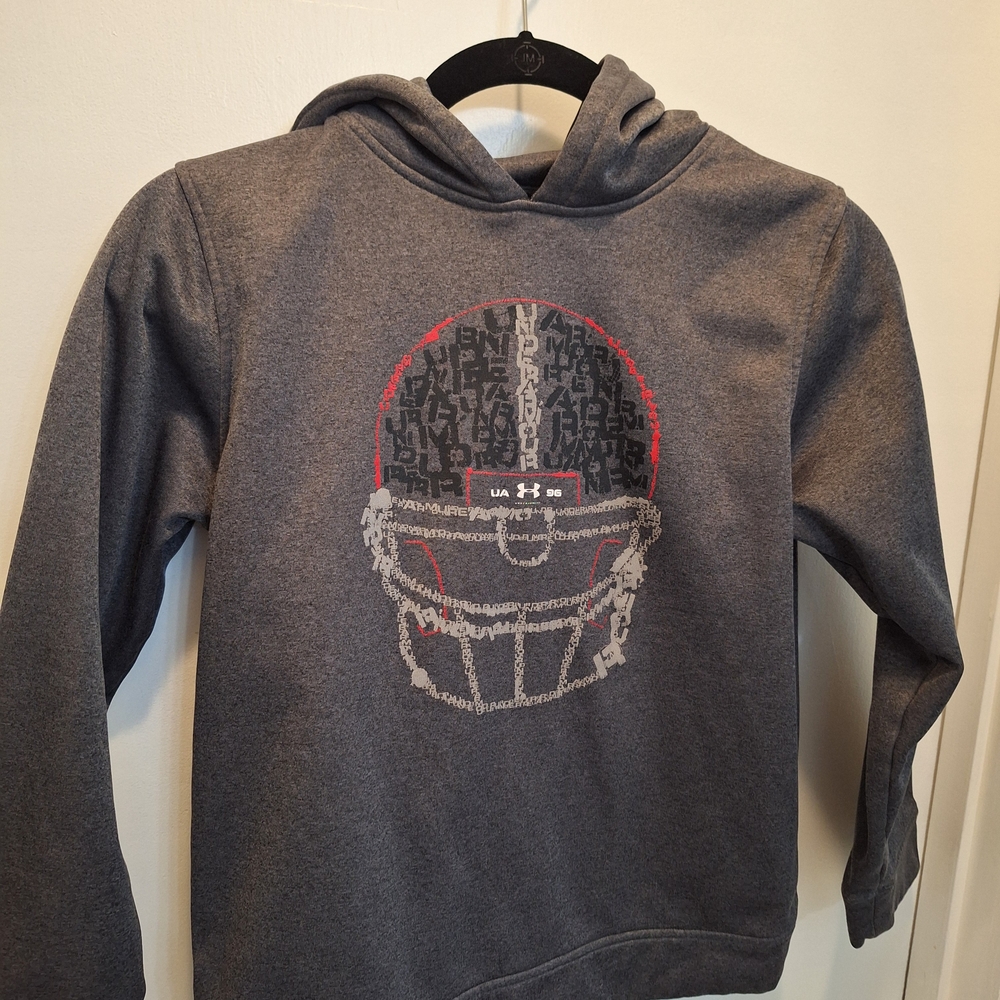 Under Armour Kids Charcoal Hoodie with Football Graphic